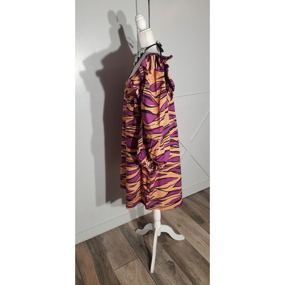 ELOQUII DRESS PURPLE/ORANGE LONG SLEEVE COTTON SIZE 22(3X) - Picture 5 of 9